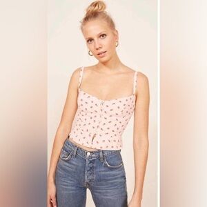 NWT reformation Adela Top in cherries blush light pink size 12 seen on riverdale